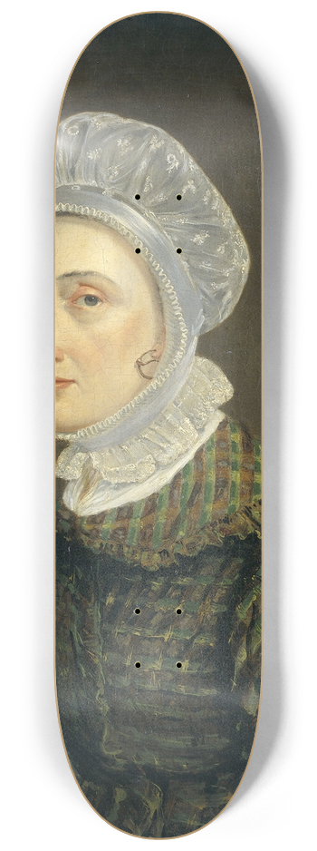 Jan Philip Simon - Portrait of Maria Petronella Mann, Wife of Heinrich Gottfried Theodor Crone 8.25 inch art skate deck