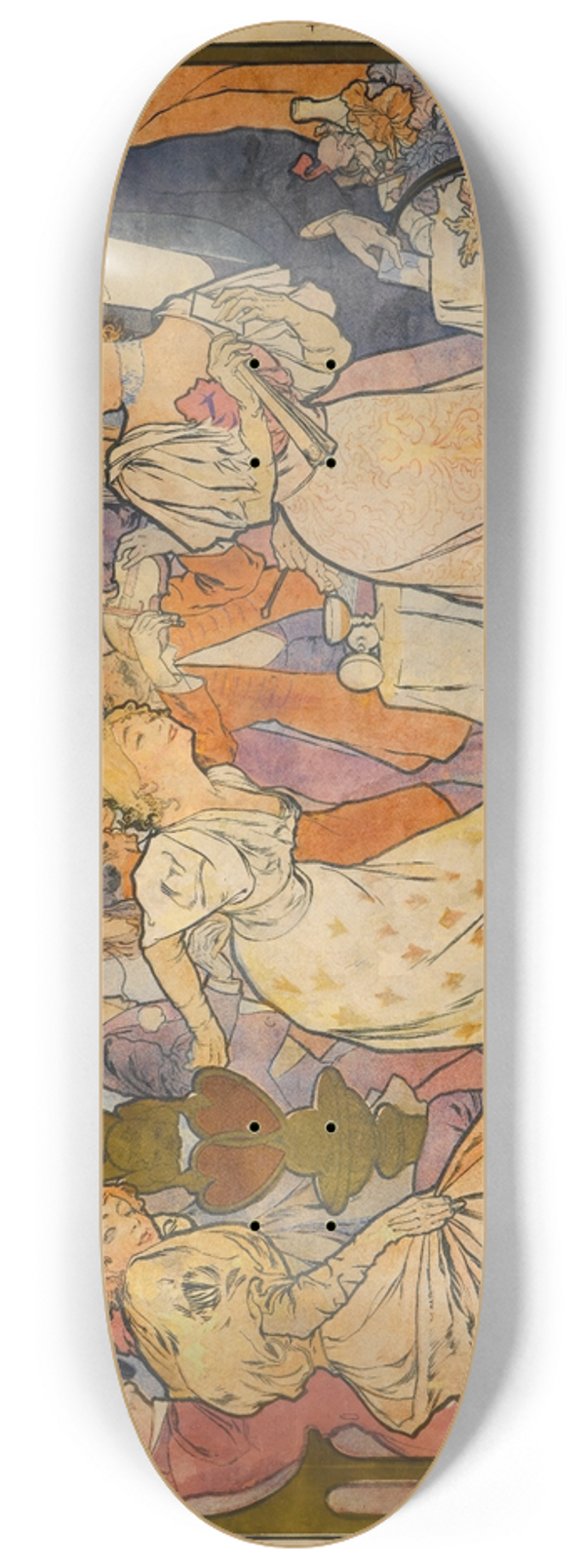 Alphonse Mucha - Amants 8.25 inch art skate deck