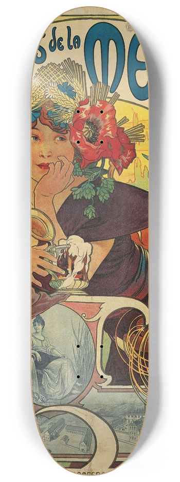 Alphonse Mucha - Bires De La Meuse 8.25 inch art skate deck