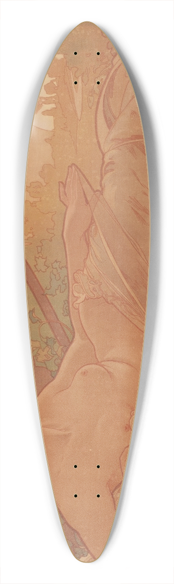 Alphonse Mucha - Dusk 39.3 inch art pintail longboard deck