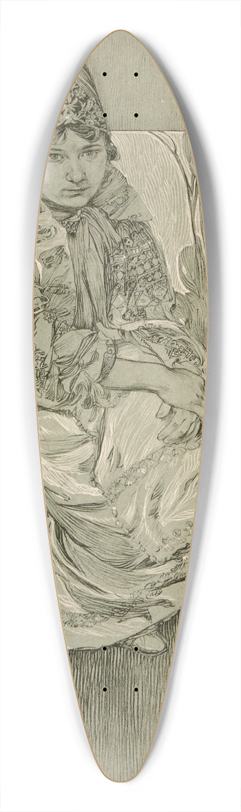 Alphonse Mucha - Figures Dcoratives 39.3 inch art pintail longboard deck