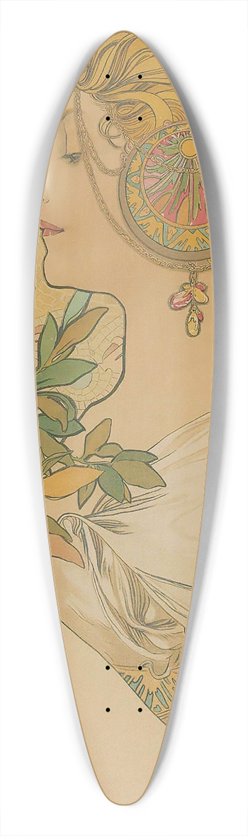 Alphonse Mucha - La Plume 39.3 inch art pintail longboard deck