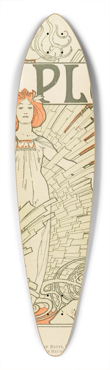 Alphonse Mucha - La Plume 39.3 inch art pintail longboard deck