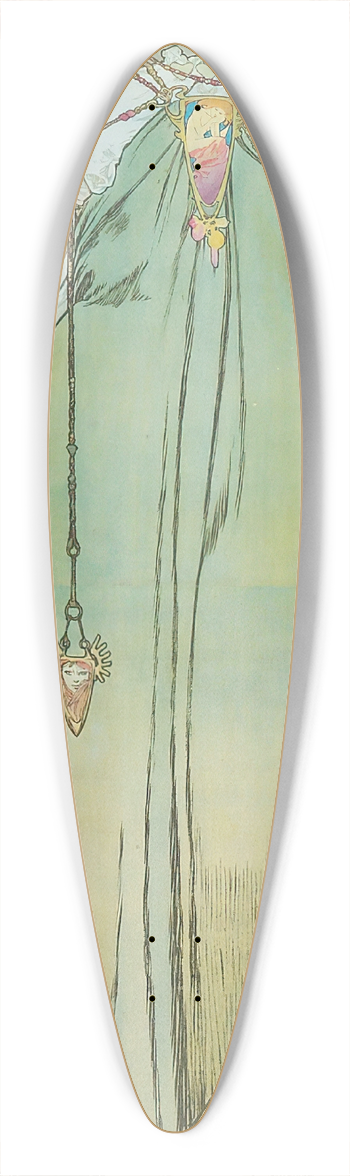 Alphonse Mucha - Leslie Carter 39.3 inch art pintail longboard deck
