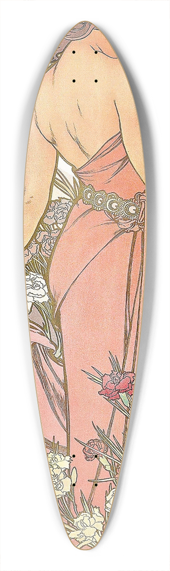 Alphonse Mucha - The Carnation 39.3 inch art pintail longboard deck