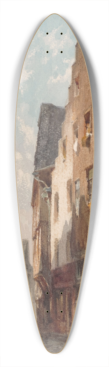 Alphonse Pecquereau - Cityscape 39.3 inch art pintail longboard deck