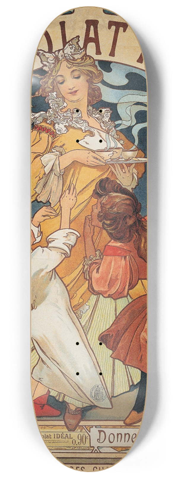 Alphonse Mucha - Chocolat Idal 8.25 inch art skate deck