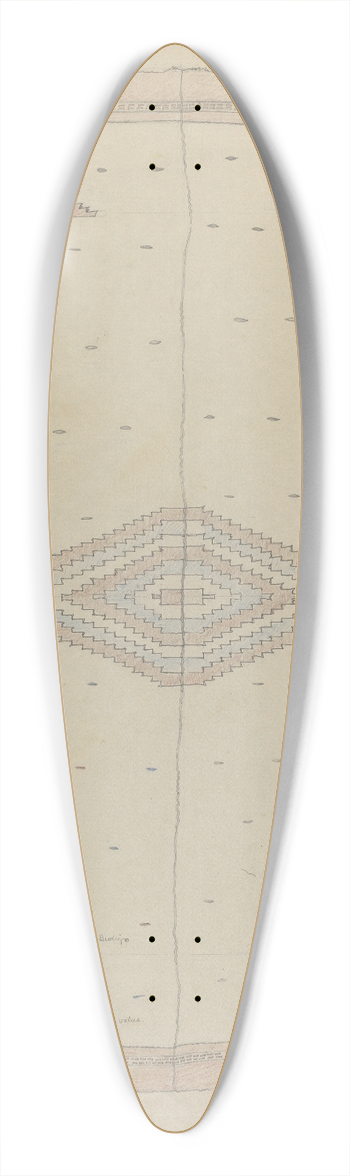 American 20th Century - Textile 39.3 inch art pintail longboard deck