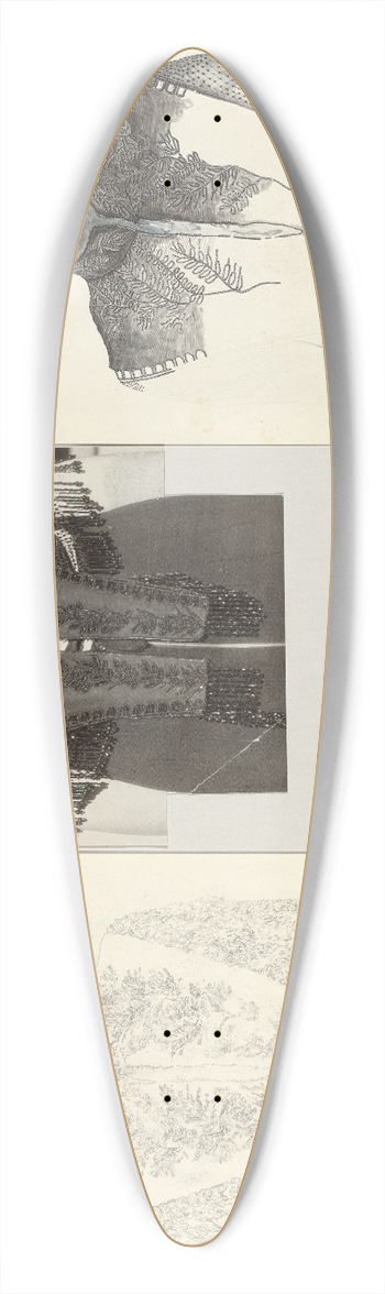 American 20th Century - Tracing Technique 39.3 inch art pintail longboard deck