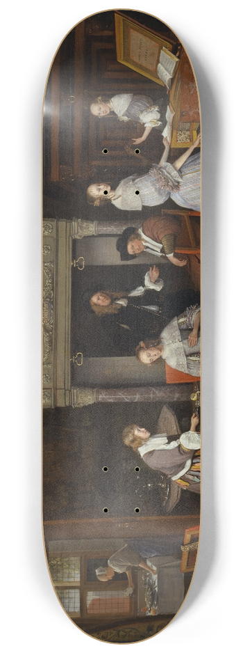 Jan Steen - Fantasy Interior with Jan Steen and the Family of Gerrit Schouten 8.25 inch art skate deck