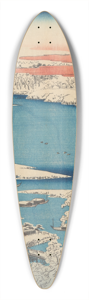 And Hiroshige - Snow Scene, Islet, River, Shore 39.3 inch art pintail longboard deck