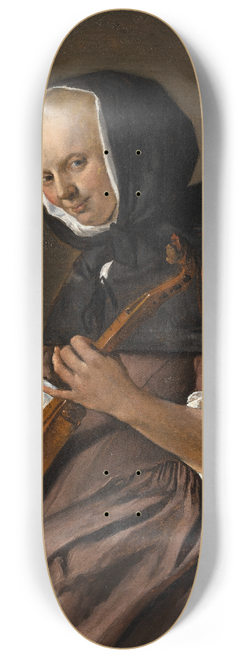 Jan Steen - Woman Playing the Cittern 8.25 inch art skate deck