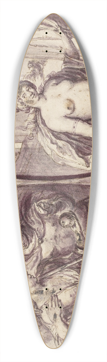 Andreas Bodan II - Two oval compositions 39.3 inch art pintail longboard deck