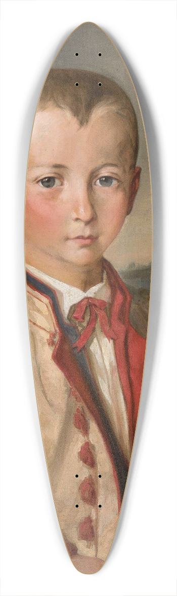 Andrzej Grabowski - Boy against landscape 39.3 inch art pintail longboard deck