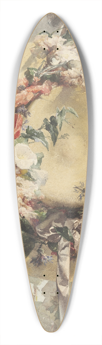 Angelo Rossi - Straw Hat with Roses, Carnations, and Cornflowers 39.3 inch art pintail longboard deck