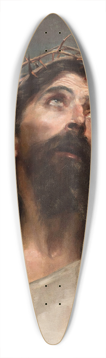 Aniela Biernacka Poraj - Head of Christ 39.3 inch art pintail longboard deck