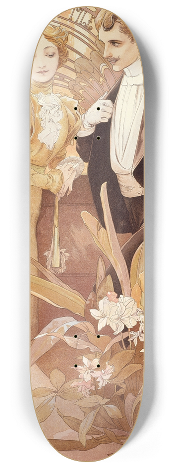 Alphonse Mucha - Flirt 8.25 inch art skate deck