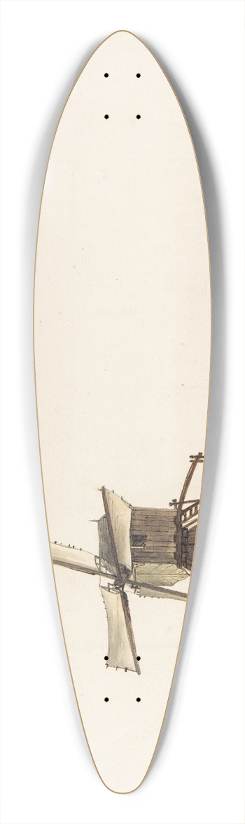 Anthonie Erkelens - Landscape with Windmill 39.3 inch art pintail longboard deck
