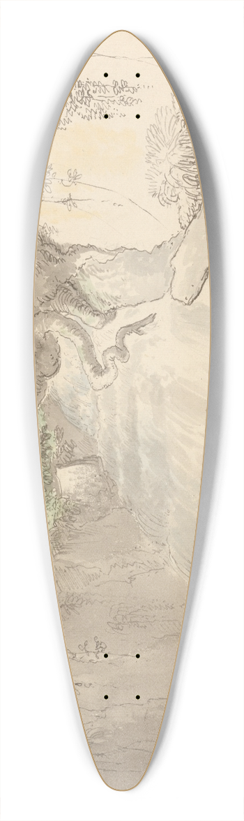 Anthony Devis - Waterfall and Tree Trunk 39.3 inch art pintail longboard deck