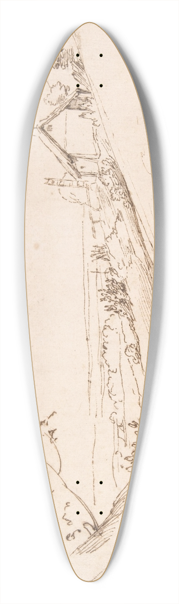 Anthony van Dyck - Landscape with a Gnarled Tree and a Farm 39.3 inch art pintail longboard deck