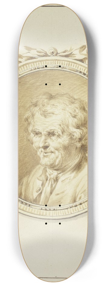 Januarius Zick - Bildnis eines alten Mannes nach links in einem Medaillon mit Schmuckband 8.25 inch art skate deck