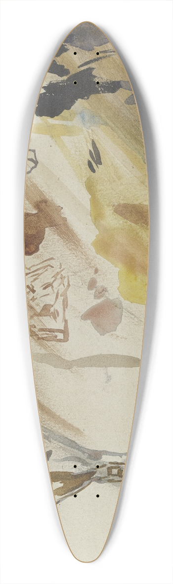 Anton Burger - Studienblatt; Pferde und Mann mit Hut 39.3 inch art pintail longboard deck