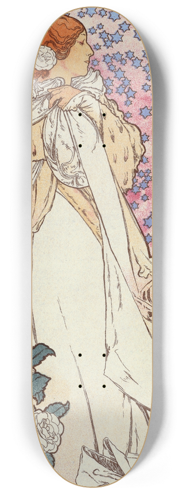 Alphonse Mucha - La Dame Aux Camlias 8.25 inch art skate deck