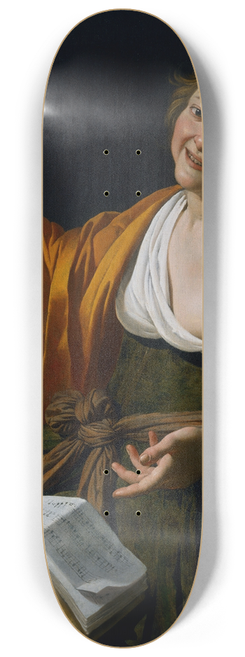 Jan Van Bijlert - Girl with a flute 8.25 inch art skate deck