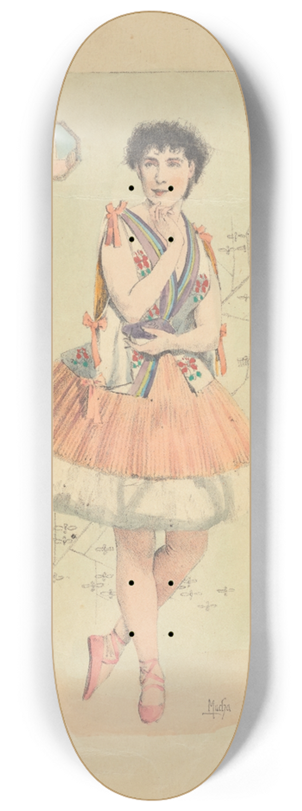 Alphonse Mucha - Le rve 8.25 inch art skate deck