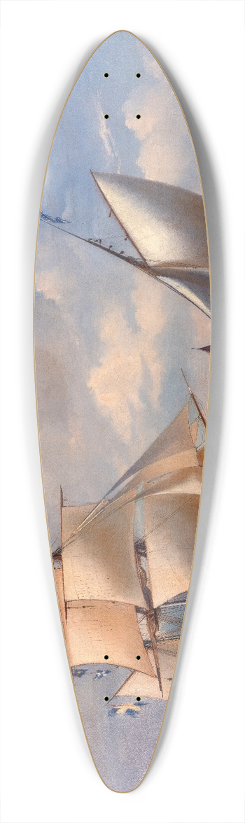 Arnold Plagemann - Seascape, Vinga Lighthouse 39.3 inch art pintail longboard deck