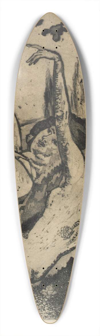 Arthur Bowen Davies - Moonlight on the Grassy Bank 39.3 inch art pintail longboard deck