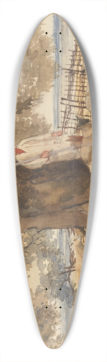 Arthur James Stark - A Shepherd with Flock Beneath a Large Tree 39.3 inch art pintail longboard deck