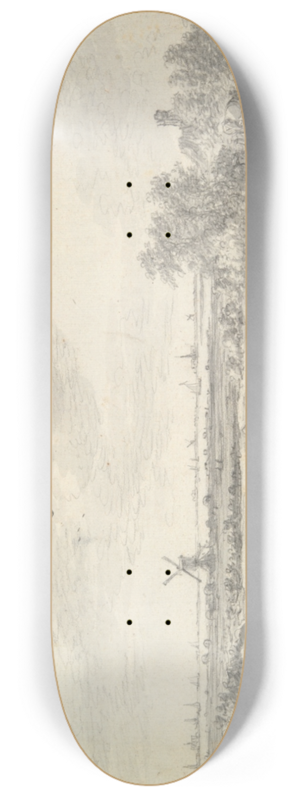 Jan van Goyen - View of a river with dunes inforeground 8.25 inch art skate deck