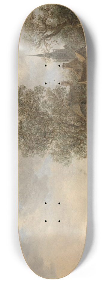 Jan van Goyen - View of a Town on a River 8.25 inch art skate deck