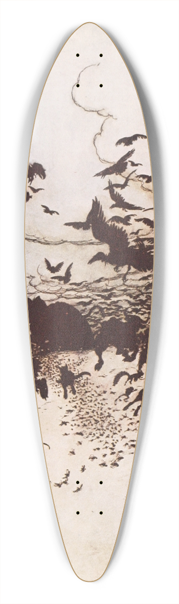Arthur Rackham - At the third sting the Fox screamed, and down went his tail between his legs 39.3 inch art pintail longboard deck