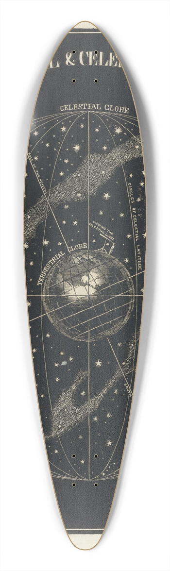 Asa Smith - Terrestrial, celestial globes 39.3 inch art pintail longboard deck