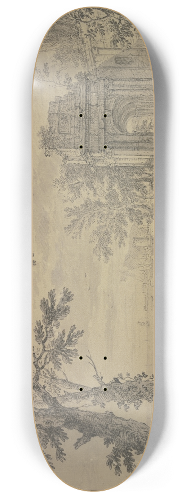 Jan van Huysum - Landschaft mit einem Triumphbogen 8.25 inch art skate deck