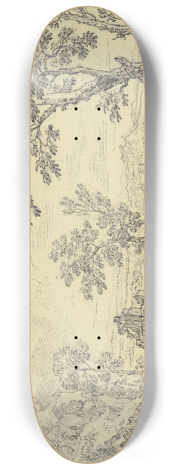 Jan van Huysum - Landschaft mit Ruinen, vorne rechts ein Schafhirte 8.25 inch art skate deck