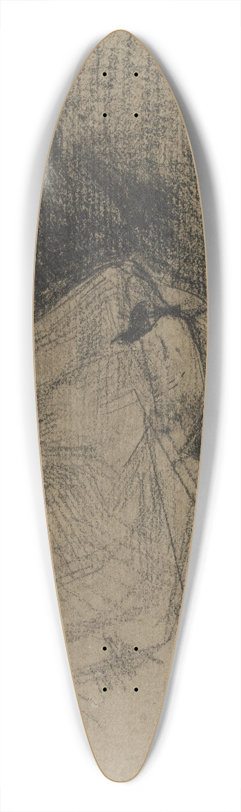 August Alleb - Kop van een leeuw 39.3 inch art pintail longboard deck