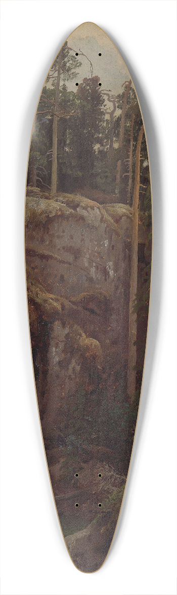 August Cappelen - Landscape Study with a Precipice 39.3 inch art pintail longboard deck