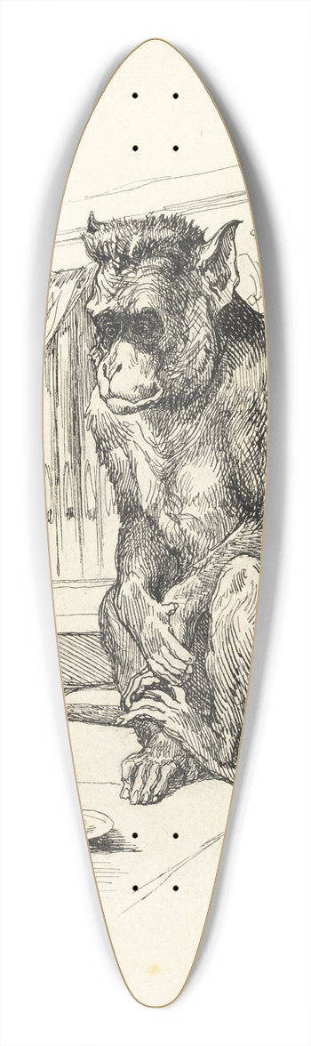 Auguste Andre Lanon - Begging Monkey 39.3 inch art pintail longboard deck