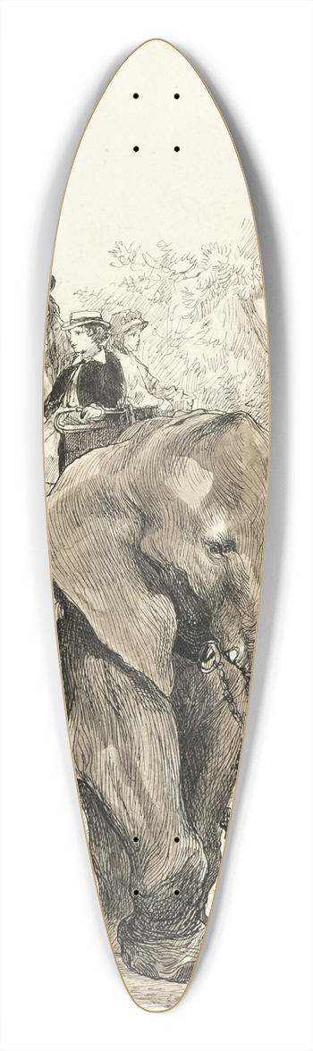 Auguste Andre Lanon - Elephant with Riders in Jardin des Plantes, Paris 39.3 inch art pintail longboard deck