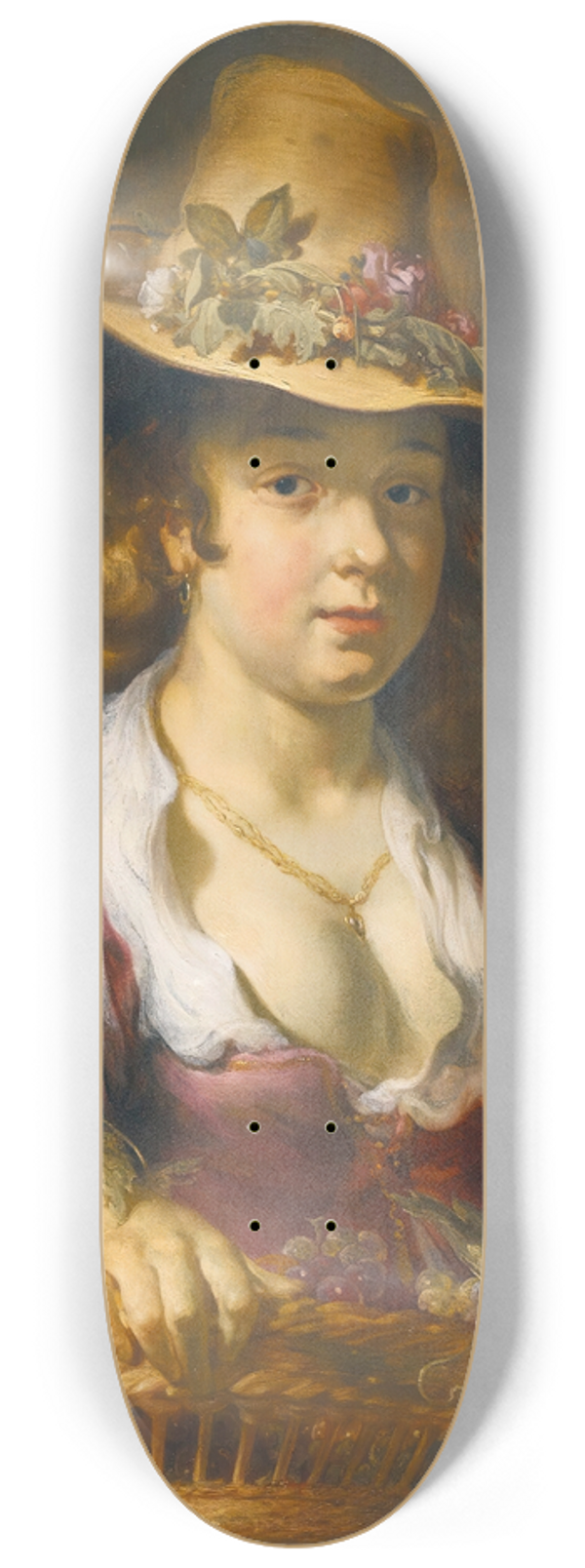 Jan van Noordt - A Girl With A Basket Of Fruit 8.25 inch art skate deck