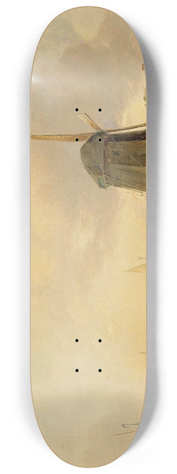 Jan Van Os - A river landscape with a windmill 8.25 inch art skate deck