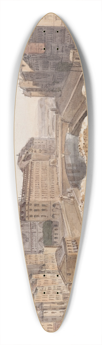 Auguste-Sbastien Bnard - Dmolition du Pont Saint Michel. 39.3 inch art pintail longboard deck