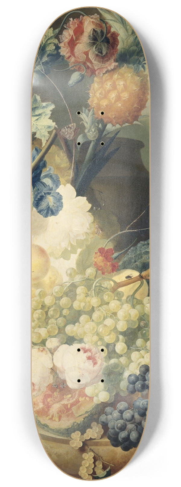 Jan Van Os - Still Life with Flowers, Fruit and Birds 8.25 inch art skate deck