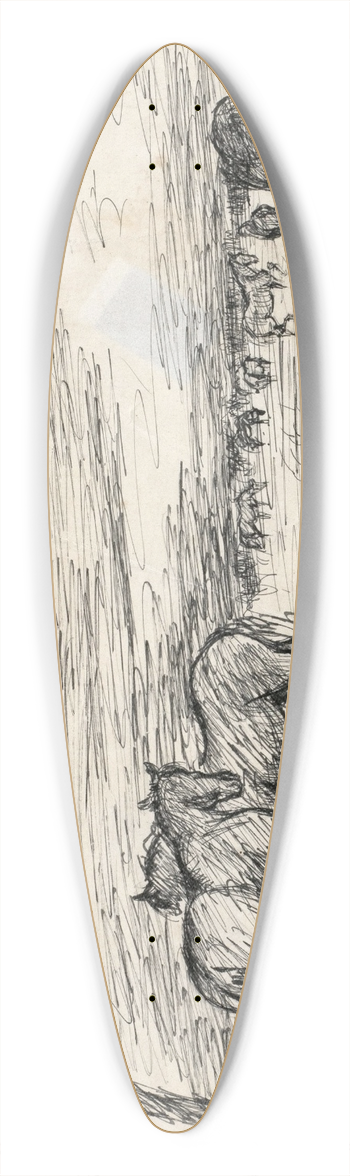 August Kratzer - Pferde auf der Wiese 39.3 inch art pintail longboard deck