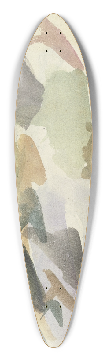 August Lucas - Watercolour samples 39.3 inch art pintail longboard deck