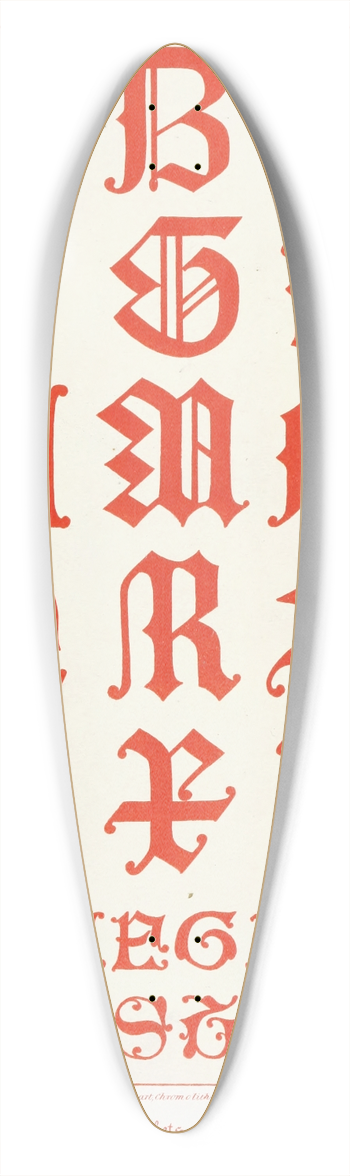 Augustus Pugin - Alphabets 2 39.3 inch art pintail longboard deck