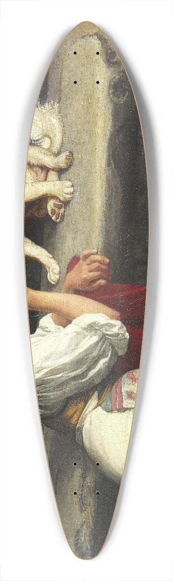 Axel Helsted - Ung Italienerinde, der leger med en Hund 39.3 inch art pintail longboard deck